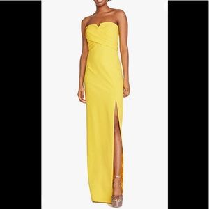 NWT Aiden Mattox Yellow strapless crepe dress Sz 8